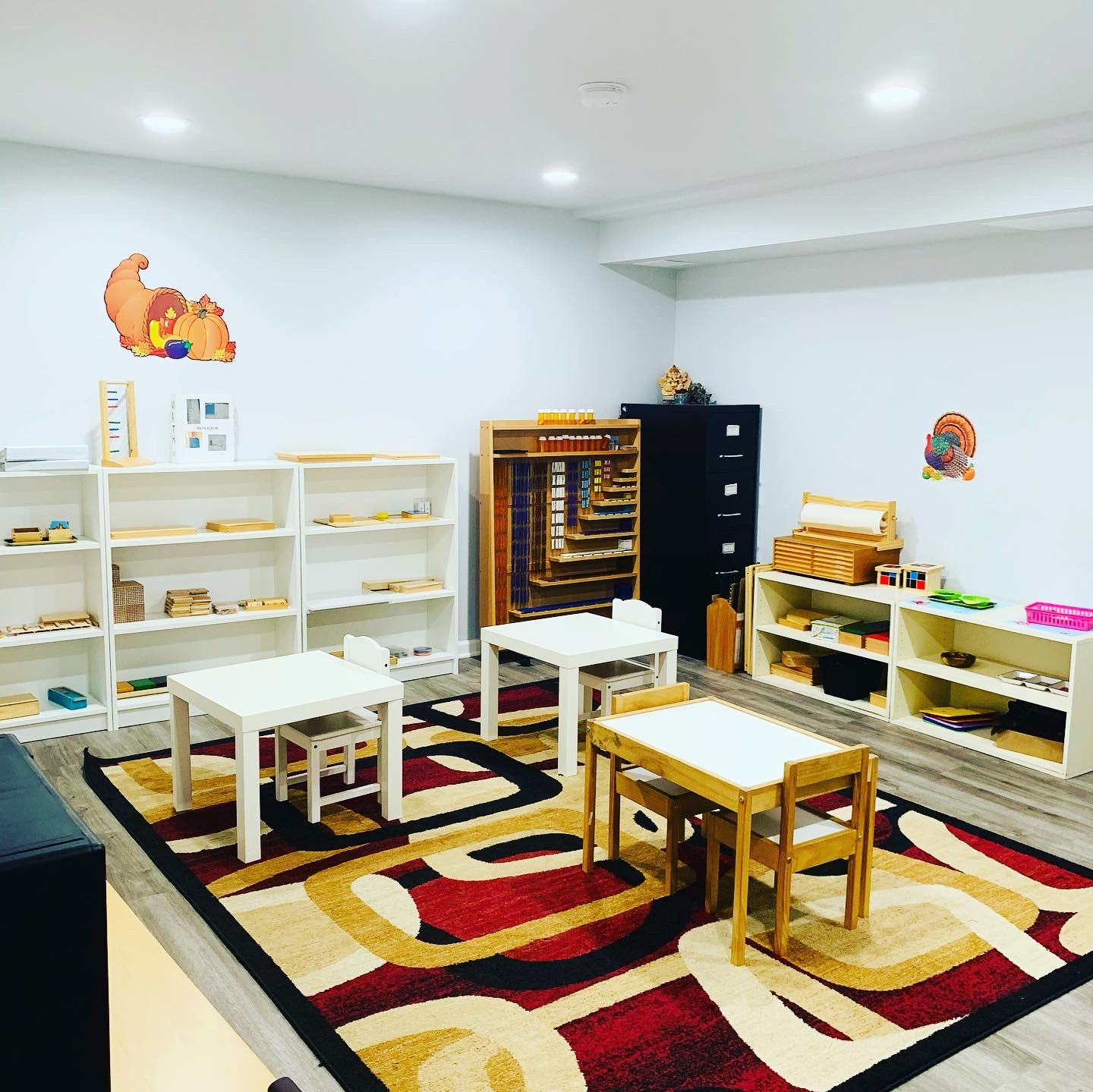 Montessori classroom with learning materials at The Arbor Montessori School